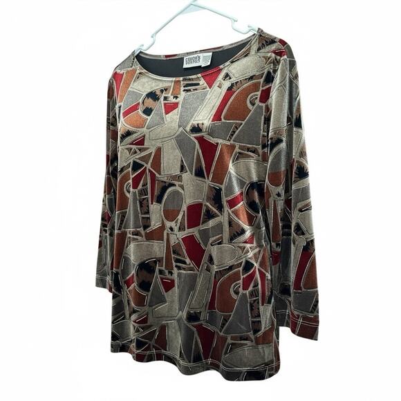 Chico's burnout velvet top with a geometric pattern Size 0 - Picture 4 of 8